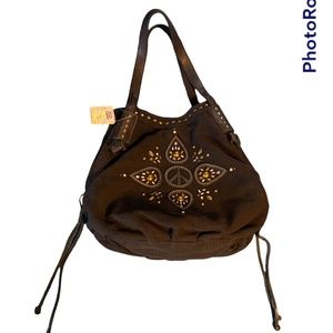Lucky brand black peace sign hobo bag